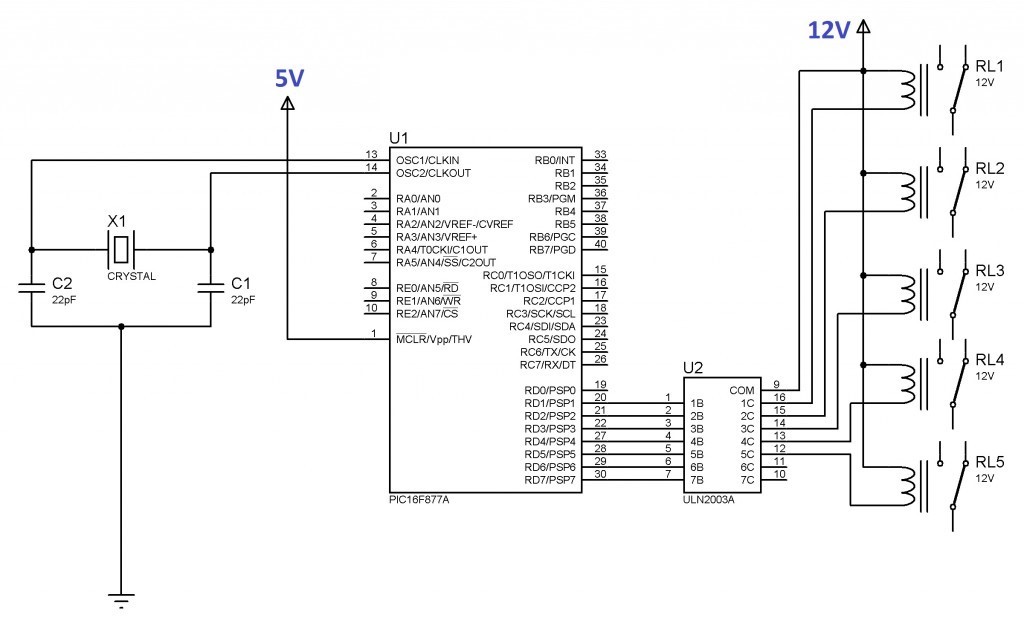 relay Interfacing pic microcontroller with ULN2003