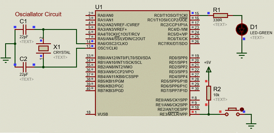LED Blinking using Pic microcontroller PIC18F4550