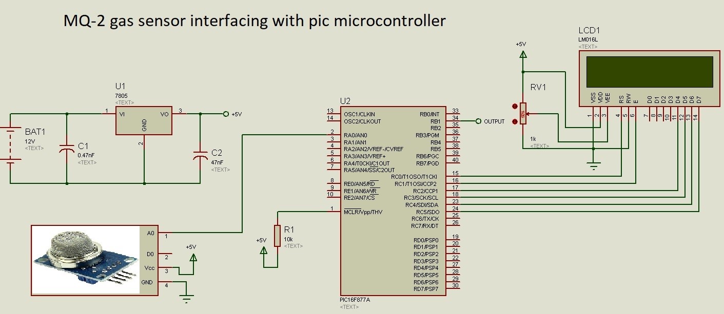 MQ-2 gas sensor interfacing with pic microcontroller