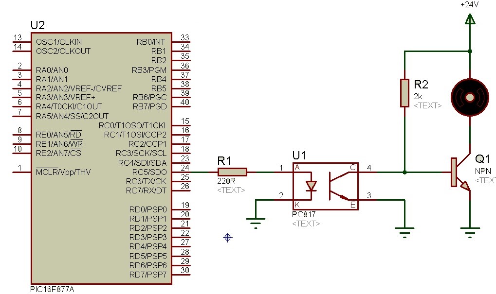 PC817 optocoupler  interfacing with pic microcontroller