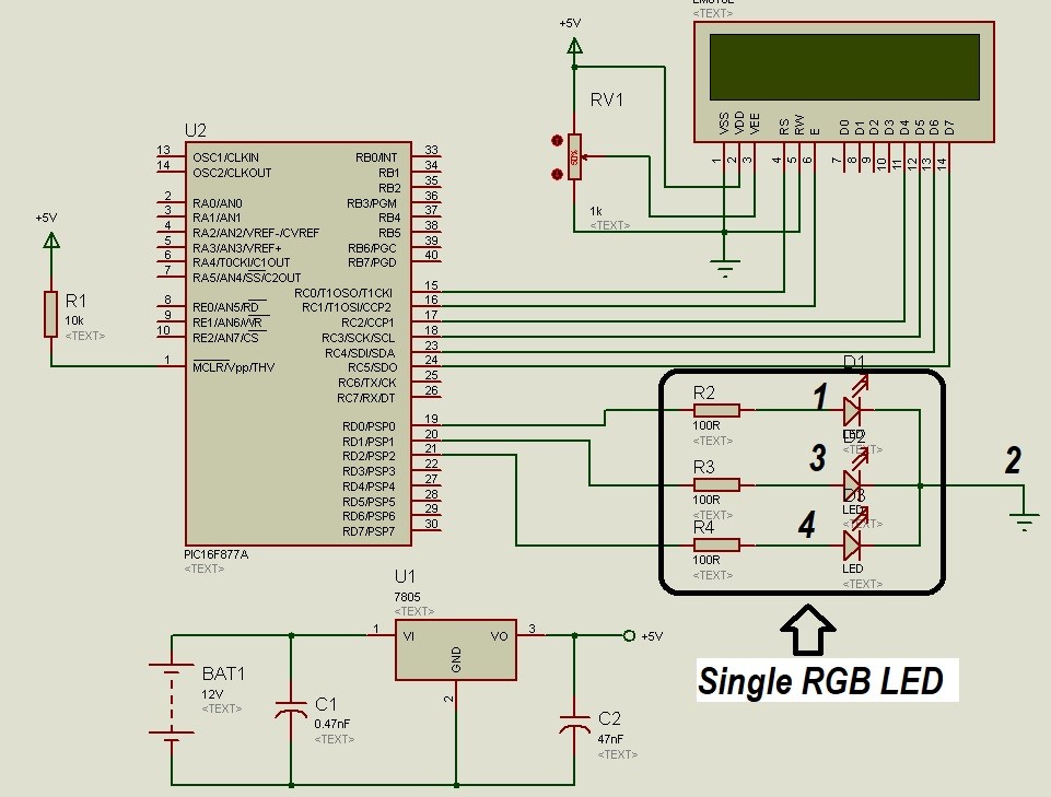 RGB LED interfacing with pic microcontroller