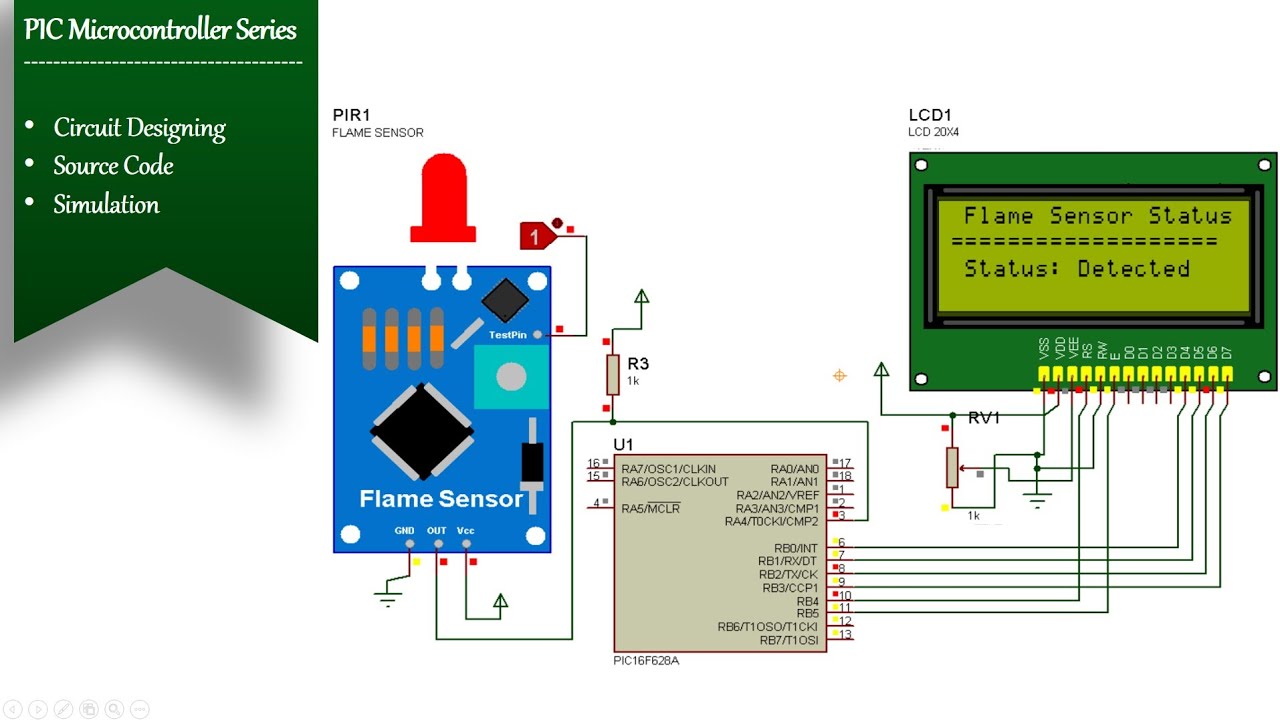 flame sensor interfacing with pic microcontroller