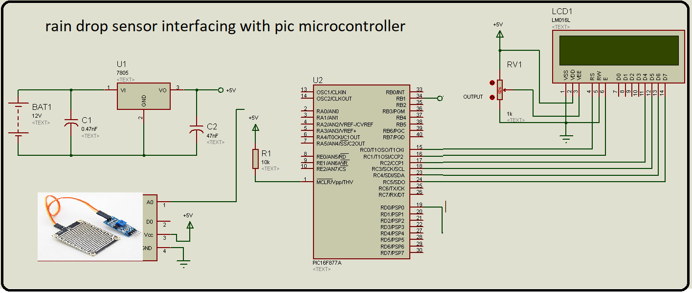 rain detection circuit using pic microcontroller