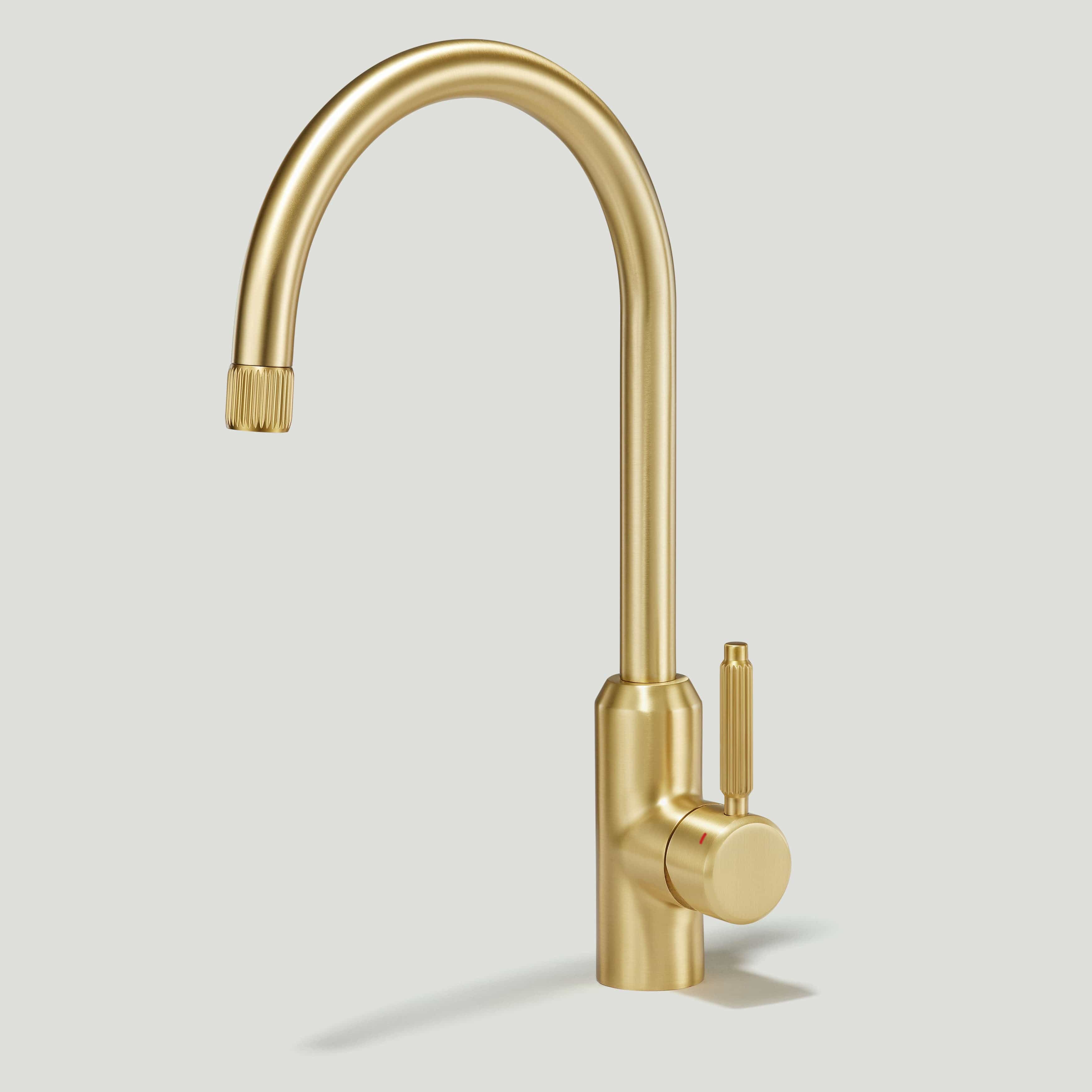 Plank Hardware Taps PORTMAN Grooved Kitchen Mixer Tap - Brass