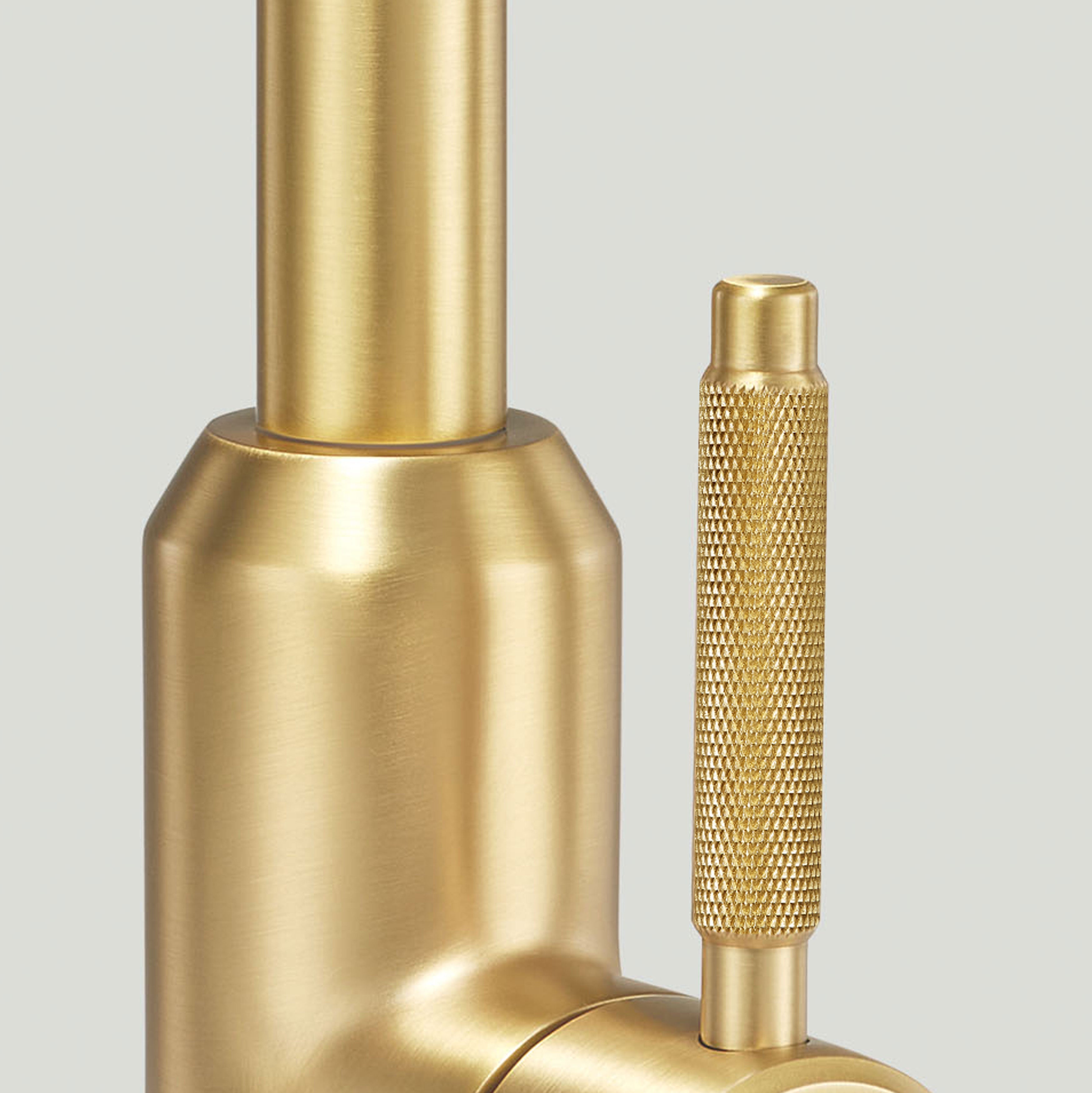 Plank Hardware Taps PORTMAN Knurled Kitchen Mixer Tap - Brass
