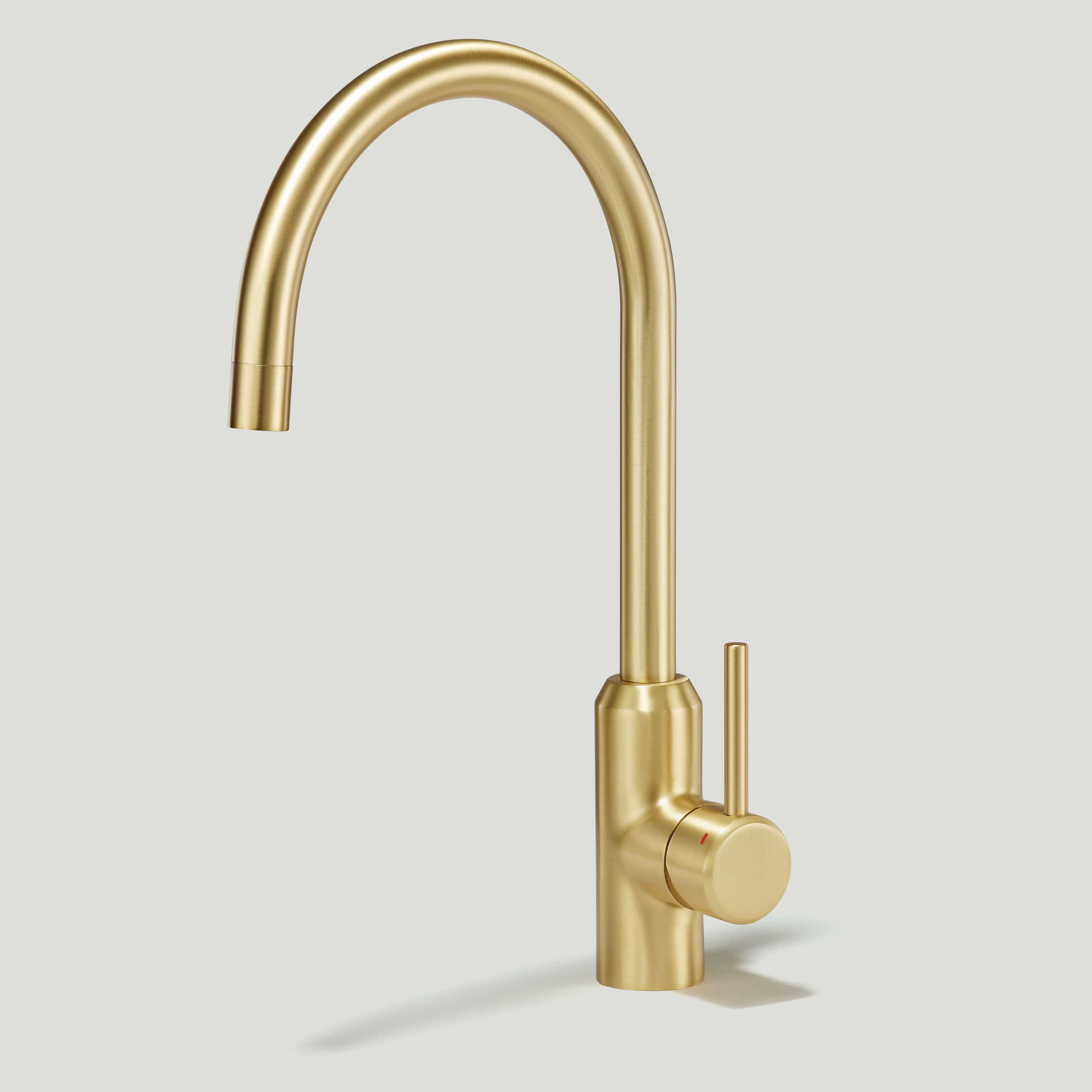 Plank Hardware Taps PORTMAN Smooth Kitchen Mixer Tap - Brass