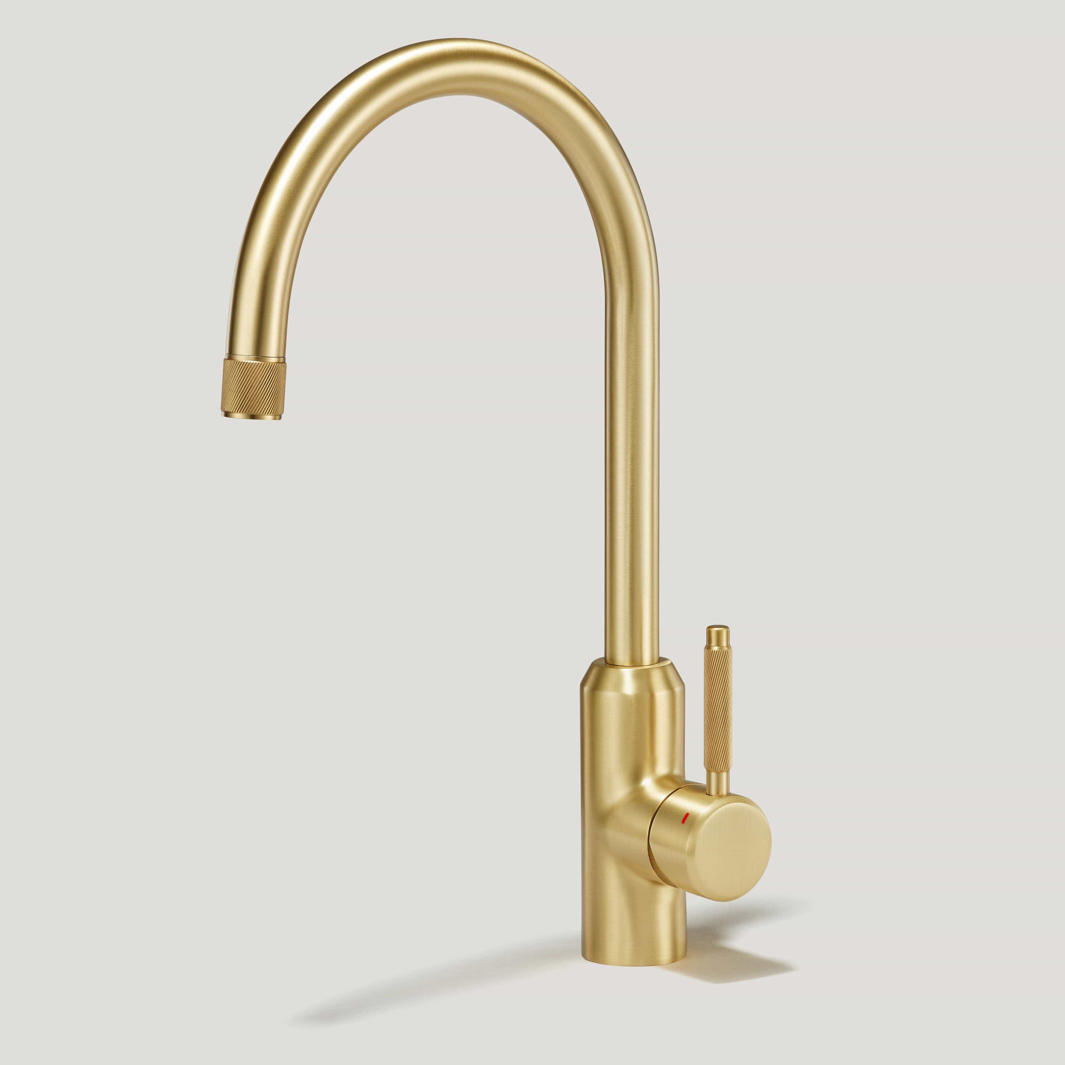 Plank Hardware Taps PORTMAN Swirled Kitchen Mixer Tap - Brass
